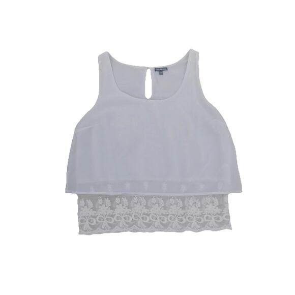 Charlotte Russe sleeveless blouse crop top cream lace hem size Small - Picture 1 of 10